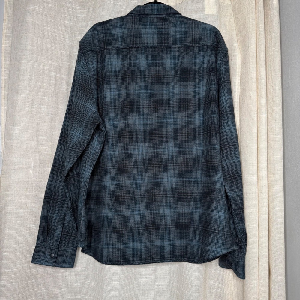 NWT John Varvatos Dario Shirt Plaid Snap Button Cotton Titanium Blue Men's XL - Picture 2 of 6